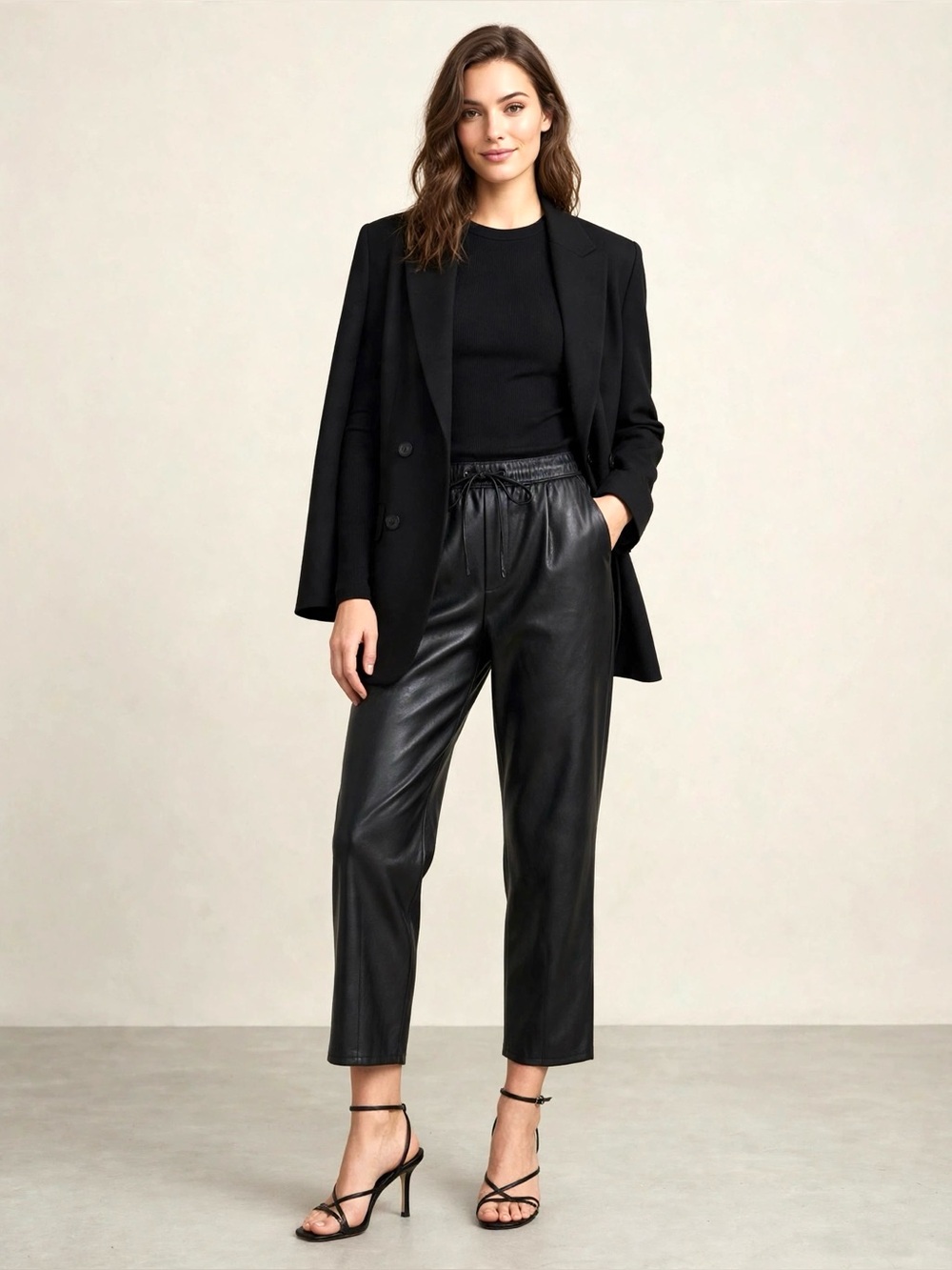 ZARA Faux Leather Straight Leg Pants Size Medium Like New
